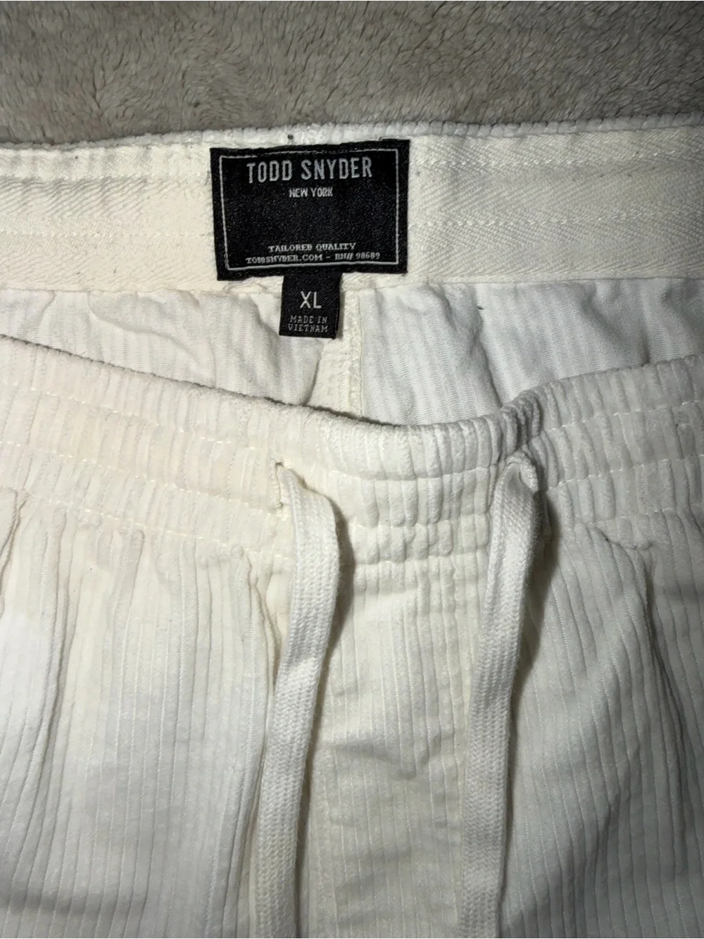 Todd Snyder Men’s Corduroy Weekend Drawstring Pants Size XL In Ivory